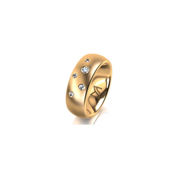 Ring 14 Karat Gelbgold 7.0 mm l&auml;ngsmatt 5 Brillanten G vs Gesamt 0,095ct
