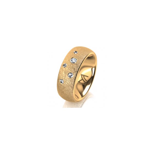 Ring 14 Karat Gelbgold 7.0 mm kreismatt 5 Brillanten G vs Gesamt 0,095ct