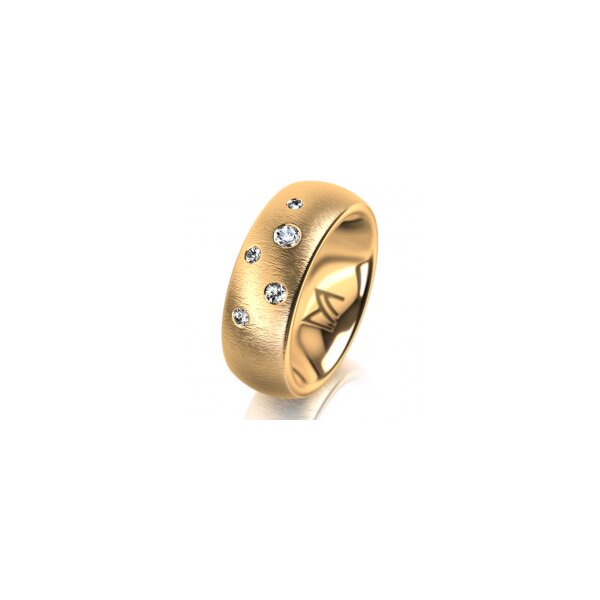 Ring 14 Karat Gelbgold 7.0 mm sandmatt 5 Brillanten G vs Gesamt 0,095ct