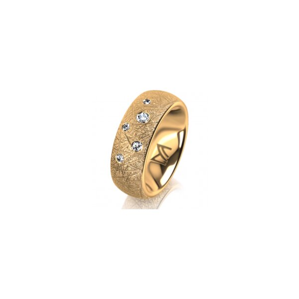 Ring 14 Karat Gelbgold 7.0 mm kristallmatt 5 Brillanten G vs Gesamt 0,095ct