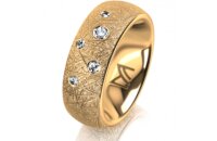 Ring 14 Karat Gelbgold 7.0 mm kristallmatt 5 Brillanten G...