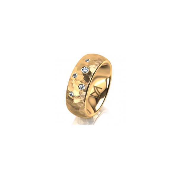Ring 14 Karat Gelbgold 7.0 mm diamantmatt 5 Brillanten G vs Gesamt 0,095ct