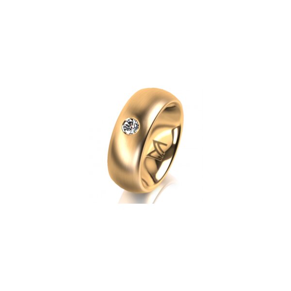Ring 14 Karat Gelbgold 7.0 mm längsmatt 1 Brillant G vs 0,110ct