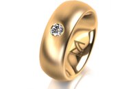 Ring 14 Karat Gelbgold 7.0 mm l&auml;ngsmatt 1 Brillant G...