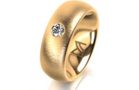 Ring 14 Karat Gelbgold 7.0 mm sandmatt 1 Brillant G vs...