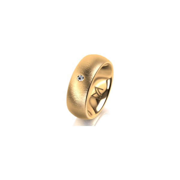 Ring 18 Karat Gelbgold 7.0 mm sandmatt 1 Brillant G vs 0,025ct