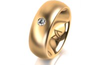 Ring 18 Karat Gelbgold 7.0 mm l&auml;ngsmatt 1 Brillant G...