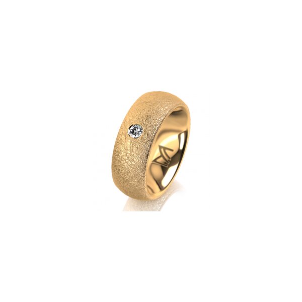 Ring 18 Karat Gelbgold 7.0 mm kreismatt 1 Brillant G vs 0,065ct