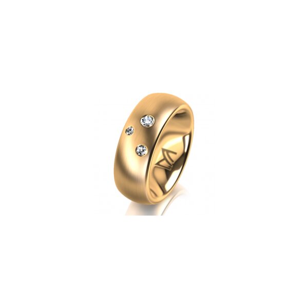 Ring 18 Karat Gelbgold 7.0 mm l&auml;ngsmatt 3 Brillanten G vs Gesamt 0,070ct