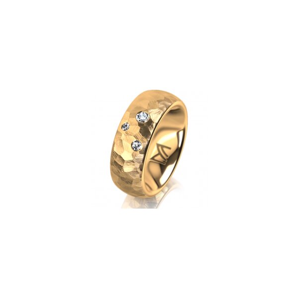 Ring 18 Karat Gelbgold 7.0 mm diamantmatt 3 Brillanten G vs Gesamt 0,070ct