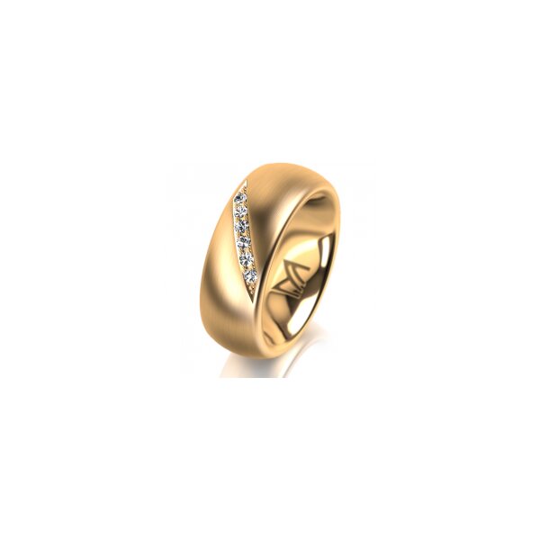 Ring 18 Karat Gelbgold 7.0 mm l&auml;ngsmatt 6 Brillanten G vs Gesamt 0,080ct