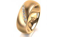 Ring 18 Karat Gelbgold 7.0 mm l&auml;ngsmatt 6 Brillanten...