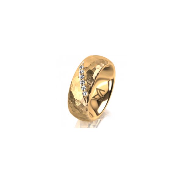 Ring 18 Karat Gelbgold 7.0 mm diamantmatt 6 Brillanten G vs Gesamt 0,080ct