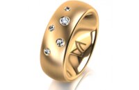 Ring 18 Karat Gelbgold 7.0 mm l&auml;ngsmatt 5 Brillanten...