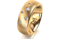 Ring 18 Karat Gelbgold 7.0 mm sandmatt 5 Brillanten G vs...