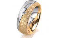 Ring 14 Karat Gelb-/Weissgold 7.0 mm kreismatt 1 Brillant...