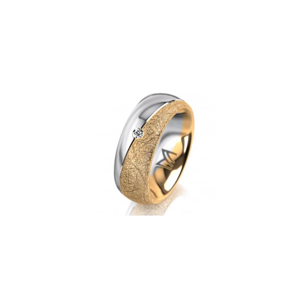 Ring 14 Karat Gelb-/Weissgold 7.0 mm kristallmatt 1 Brillant G vs 0,025ct