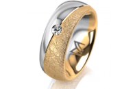 Ring 14 Karat Gelb-/Weissgold 7.0 mm kreismatt 1 Brillant...