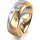 Ring 14 Karat Gelb-/Weissgold 7.0 mm längsmatt 3 Brillanten G vs Gesamt 0,070ct